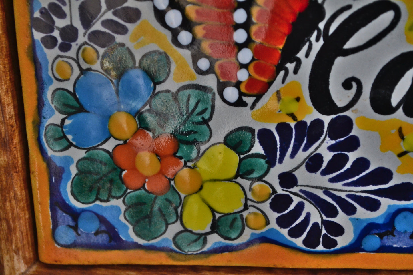 Letrero Personalizable de casa de Talavera Poblana con marco de madera  CM471