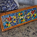 Letrero Personalizable de casa de Talavera Poblana con marco de madera  CM471