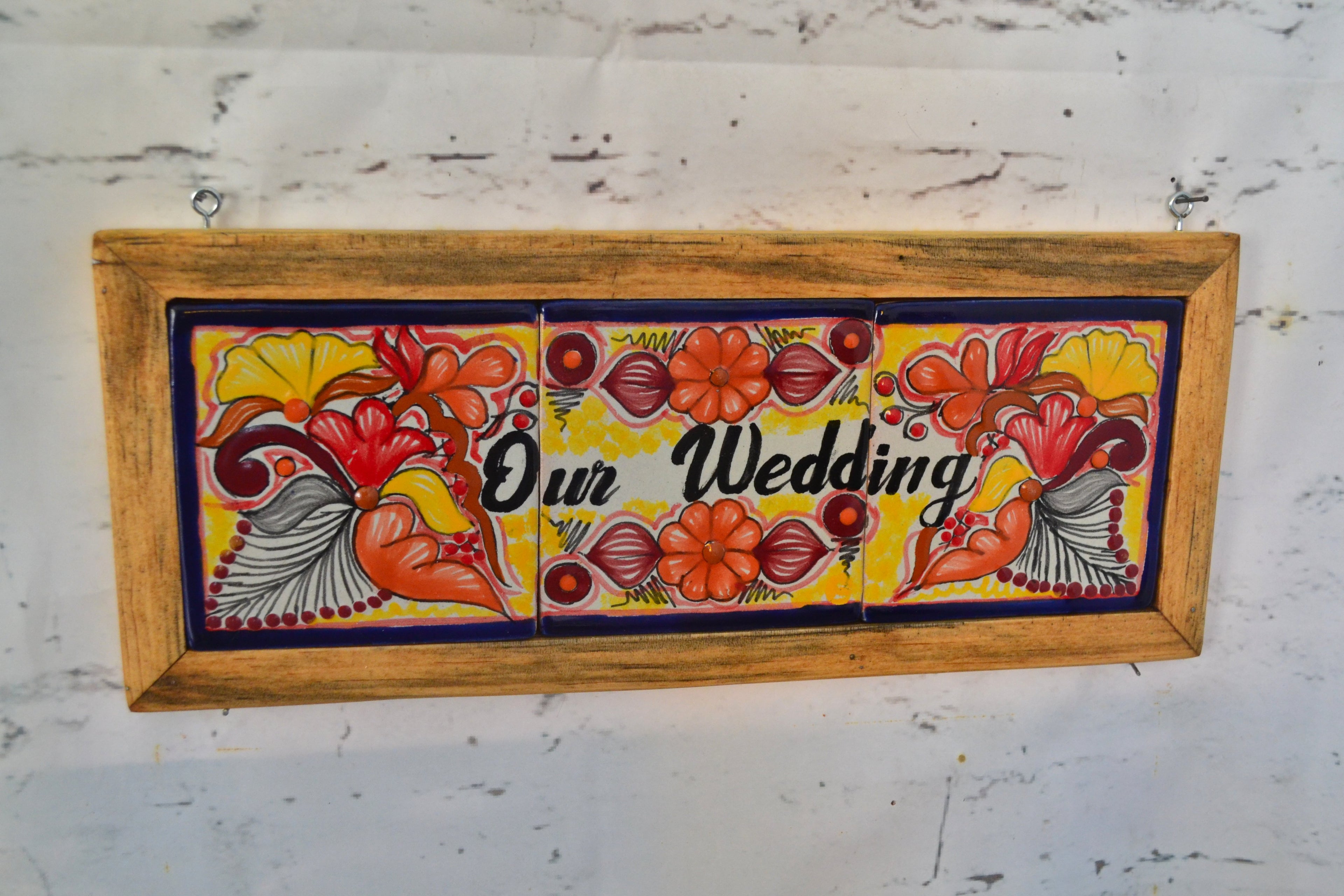 Letrero Personalizable de casa de Talavera Poblana con marco de madera  CM479