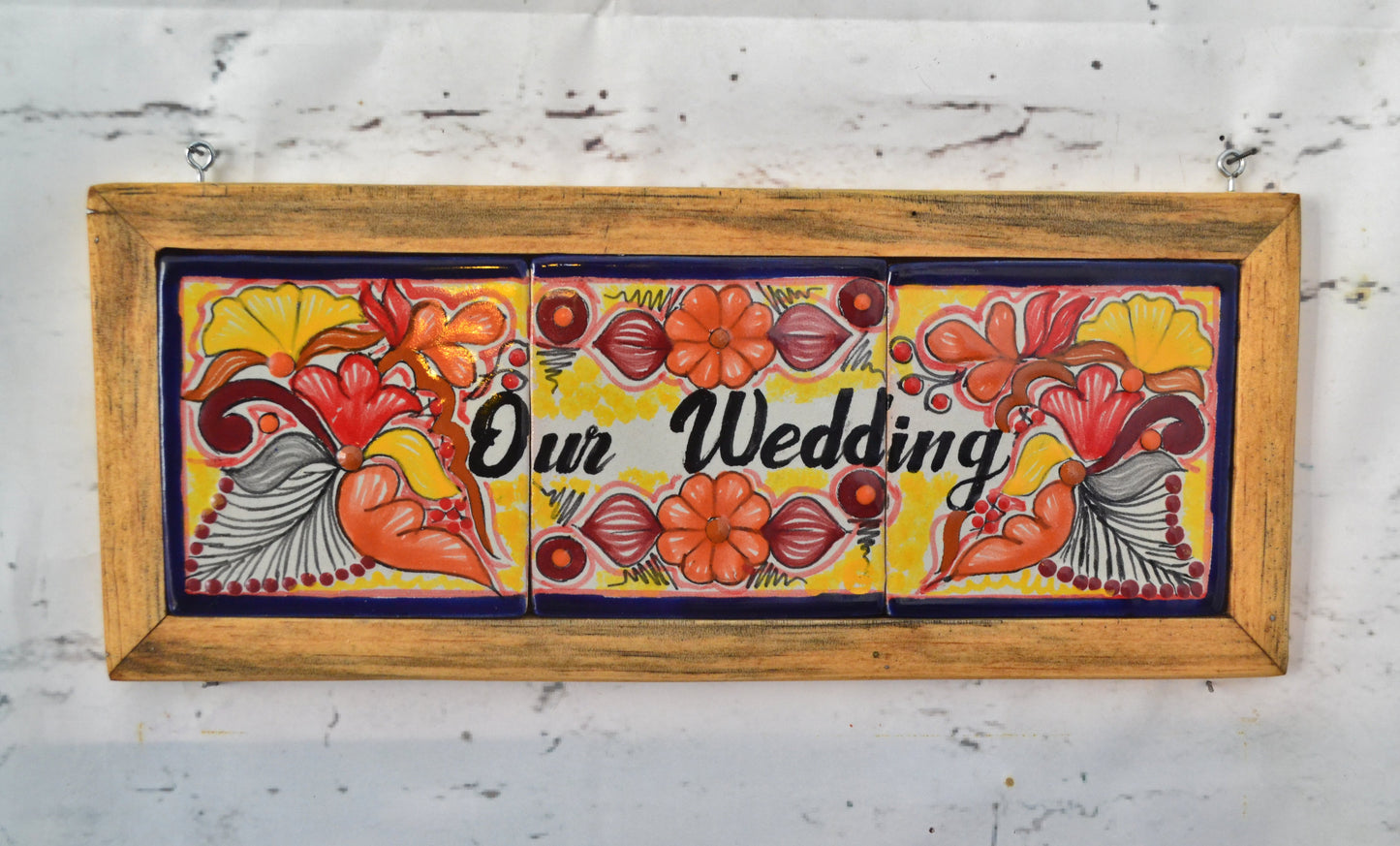 Letrero Personalizable de casa de Talavera Poblana con marco de madera  CM479