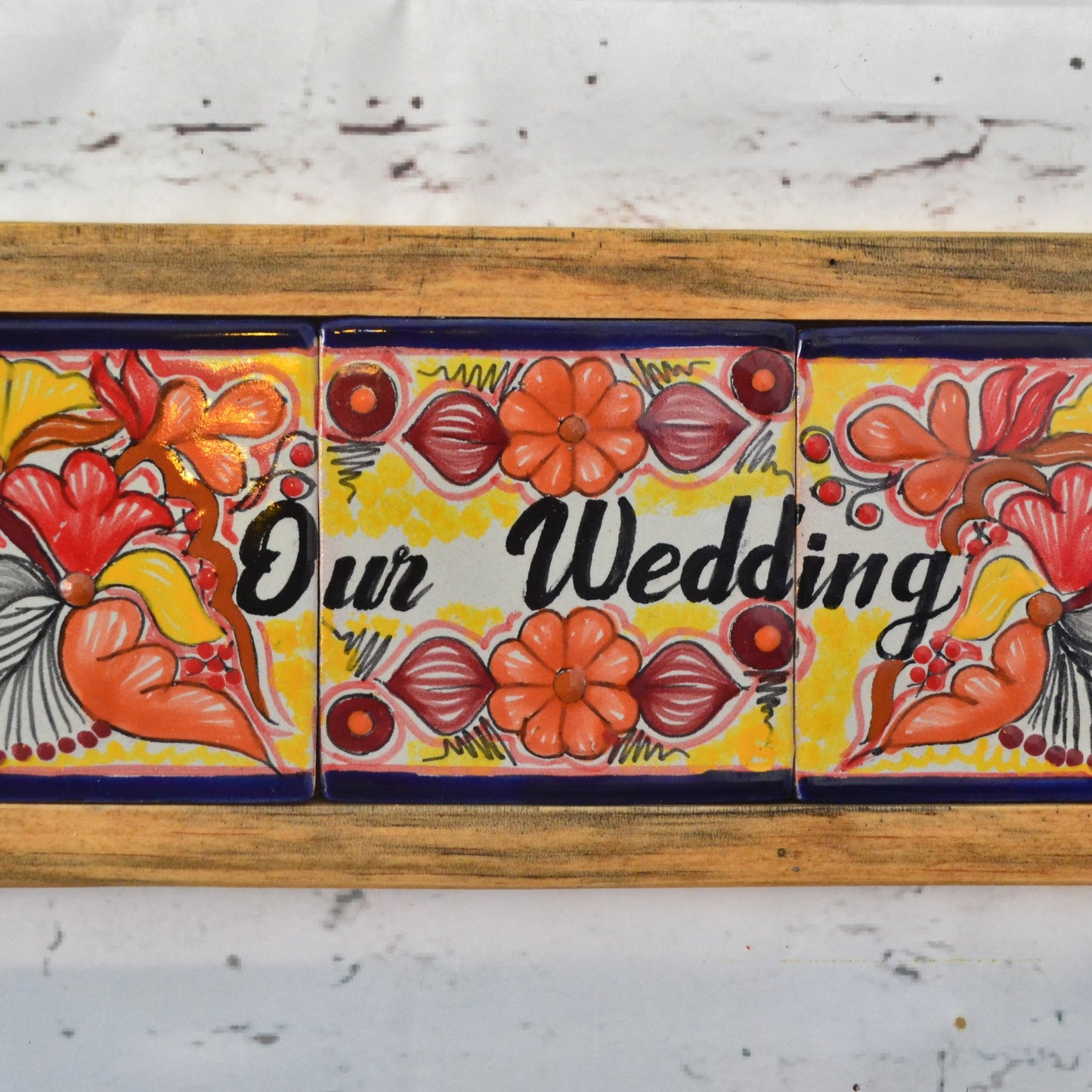 Letrero Personalizable de casa de Talavera Poblana con marco de madera  CM479