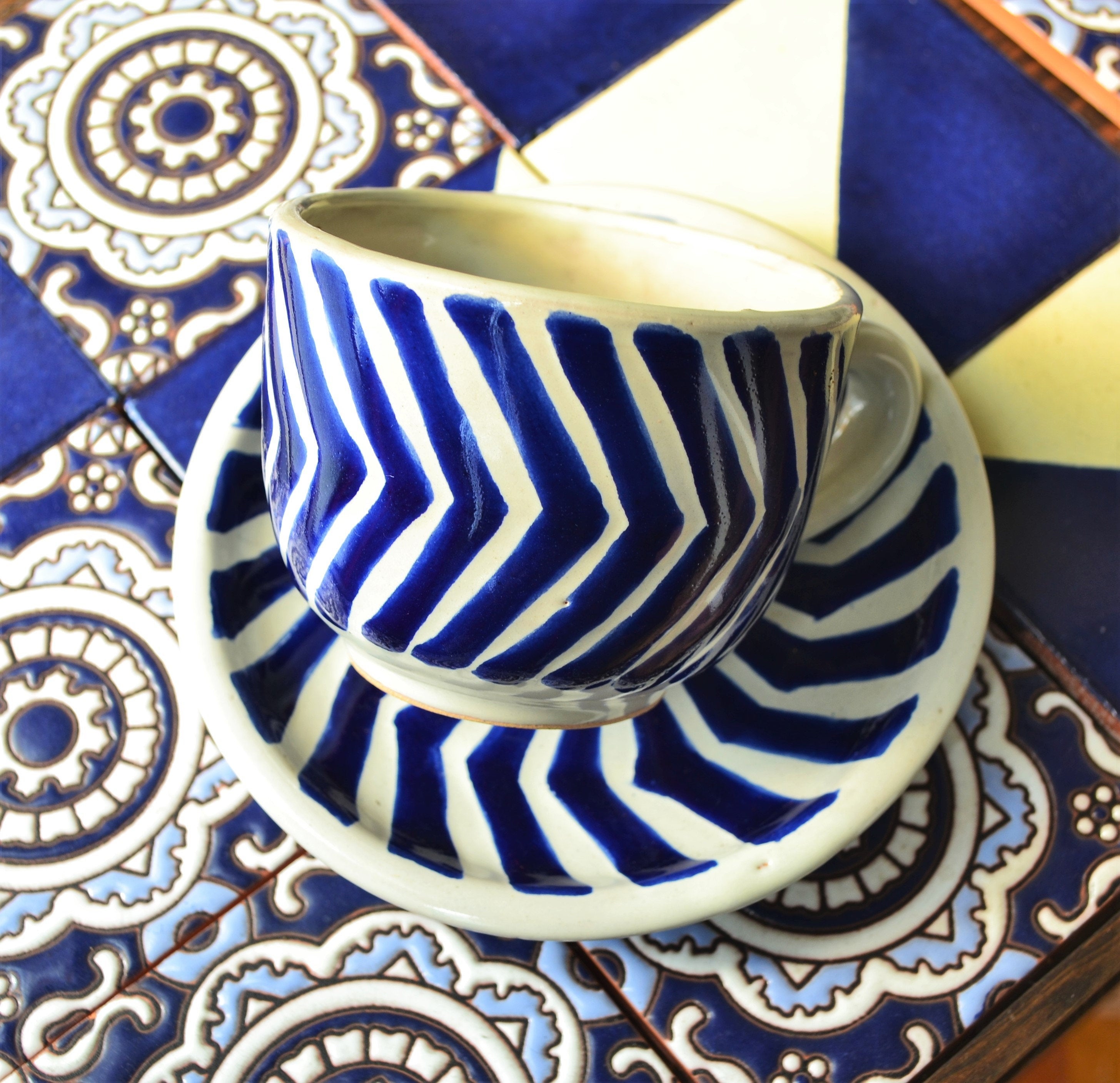 2 Tazas y Platos de Café de Talavera CM326